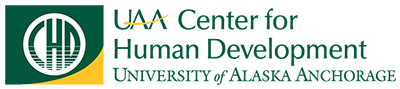 Dark Green and Bright Yellow Logo for UAA Center for Human Development